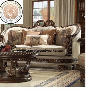 B Majestic Hand-Carved Wooden Sofa Set 3+2+1