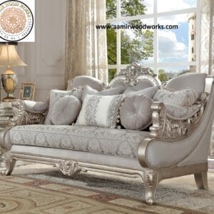 Imperial Luxurious Handcrafted Silver Royal Sofa Set 3+2+1